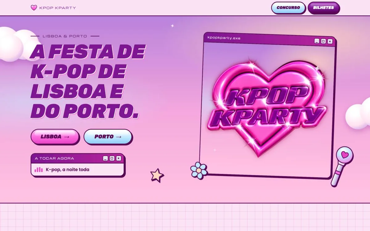 Página inicial do site K-Pop K-Party